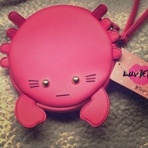 LUV Betsy Johnson Crab Wristlet (Coral) NWT